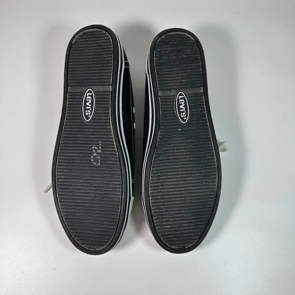 Levi's Black Canvas Low Top Sneakers Men's Size 10 Casual Lace Up Shoes